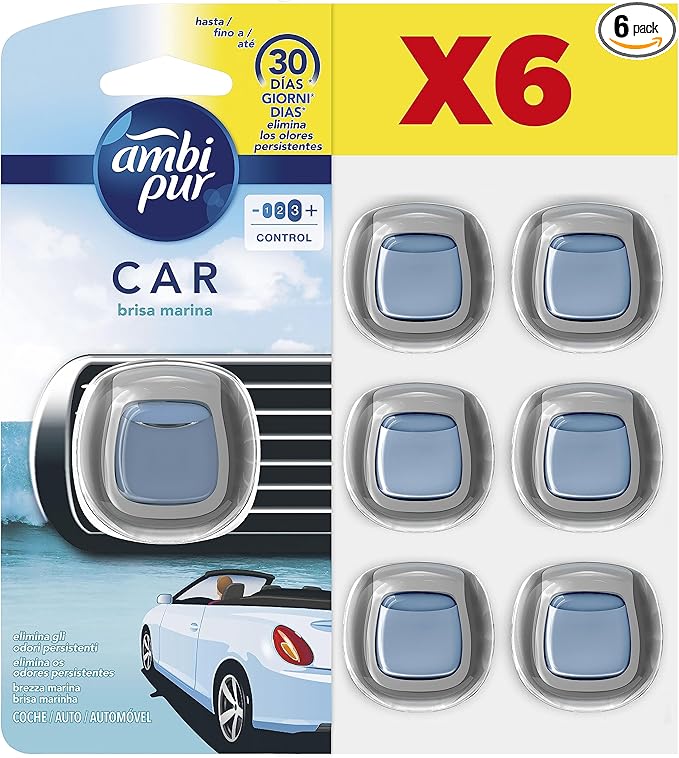Ambientador Ambipur Coche x6 - ¡Aroma fresco por 15,99€!