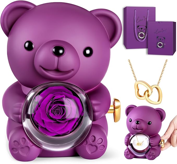 🧸 Oso con Rosa Eterna y Collar - 38,99€ (13% de descuento)