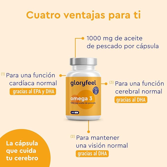 Gloryfeel Omega 3 – 400 cápsulas por 27,89€ (10% DTO)