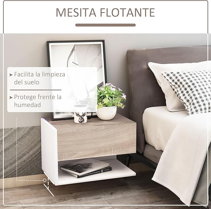 Mesitas HOMCOM Flotantes con Cajón - 53,54€ (15% Dto)