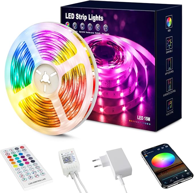 Tiras LED RGB 15M con App – 17,76€ (-19%)