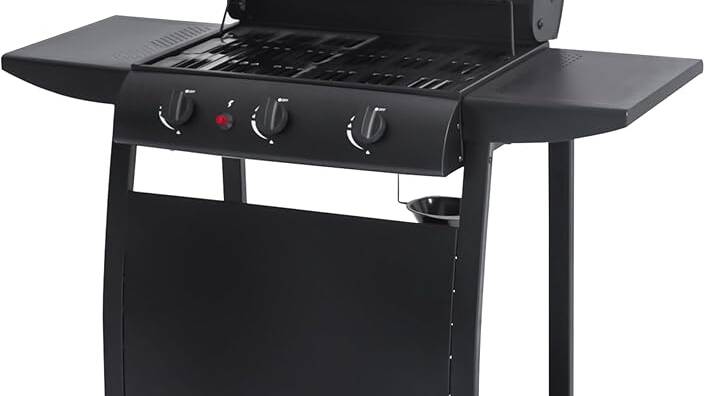 Barbacoa de Gas 3 Quemadores con Ruedas