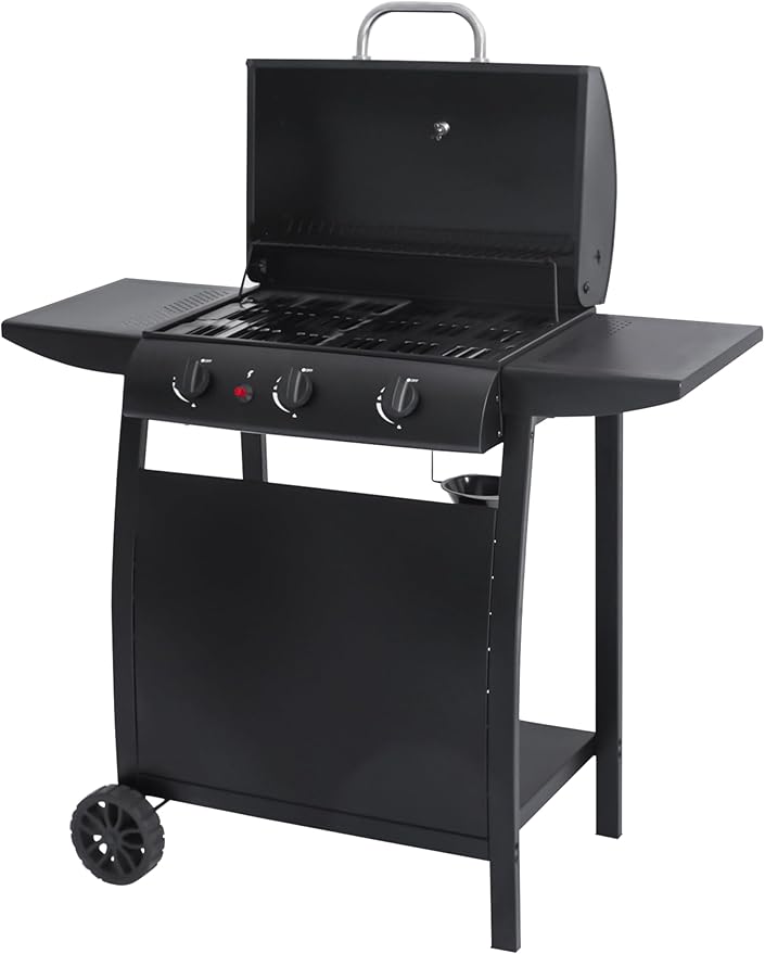 Barbacoa de Gas 3 Quemadores con Ruedas