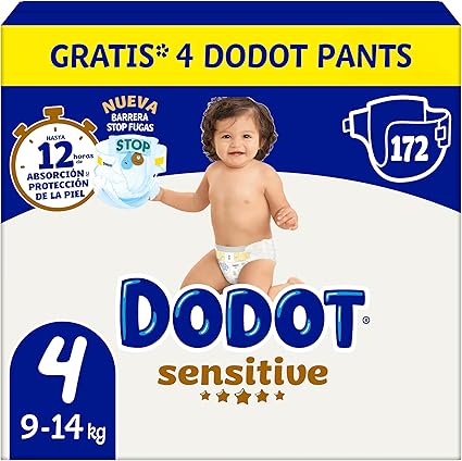 Dodot Pañales Sensitive Talla 4 (172 uds + 4 Pants)