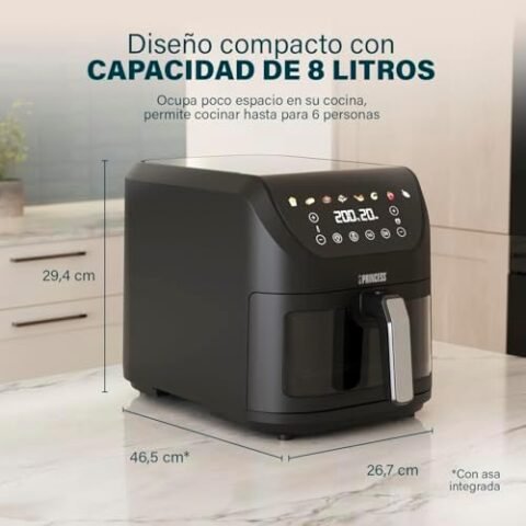 Freidora de Aire Princess SlimFry 8L a 65€ (-38%): diseño delgado ahorra espacio