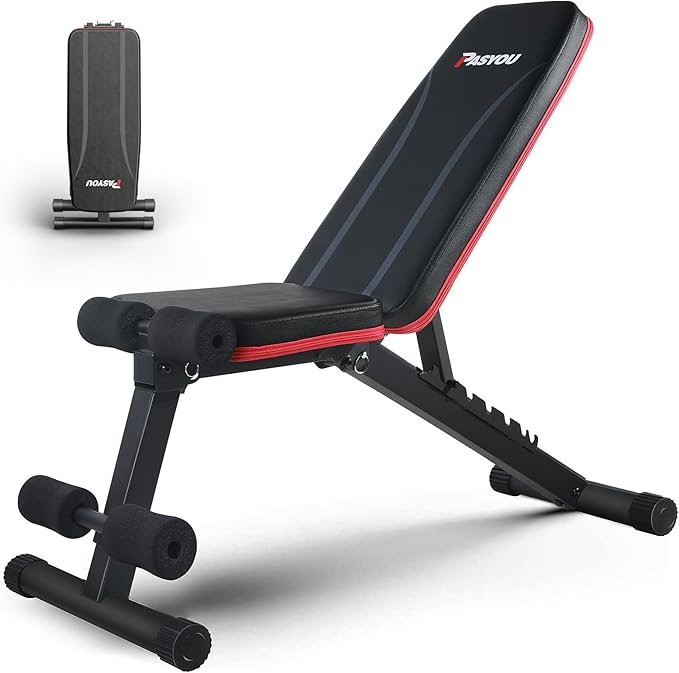 Banco de pesas plegable PASYOU 10 en 1 con 37% de descuento: 75,99 € para entrenar en casa