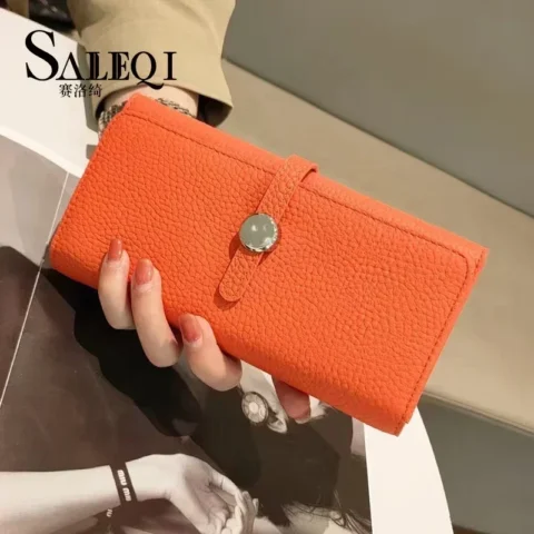 Cartera larga de piel auténtica a 15,61 € (-56%): doce ranuras para tarjetas y monedero con cremallera