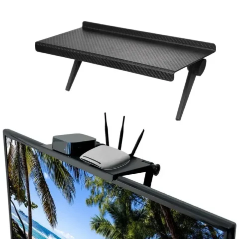 Estante organizador para TV y router a 2,37€ (-53%): oculta cables y decodificador sin taladrar