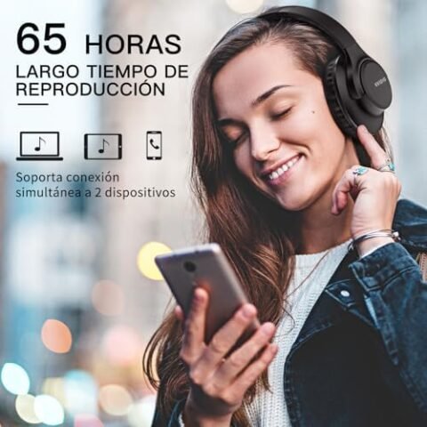 KVIDIO cascos de diadema con 65 horas de batería por menos de 20€