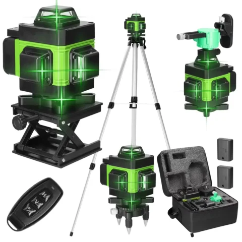 Nivel láser autonivelante de 8 líneas verdes con trípode a 22,56 € (-58%): obra recta sin ayuda