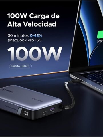 Power bank UGREEN Nexode 145W 20000 mAh a 47,49 € (-32%): carga un portátil a 100 W