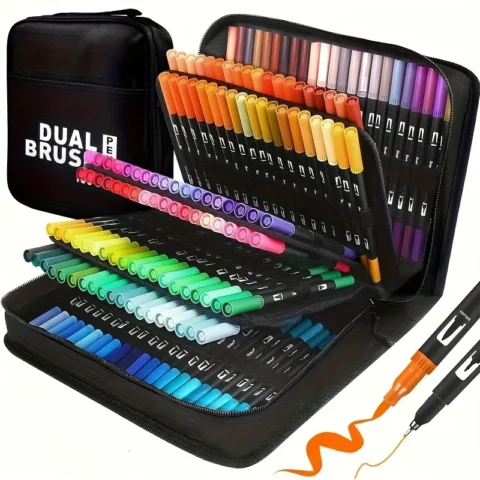 Rotuladores de doble punta tipo acuarela a 6,59 € (-55 %): pincel y punta fina para lettering y vuelta al cole