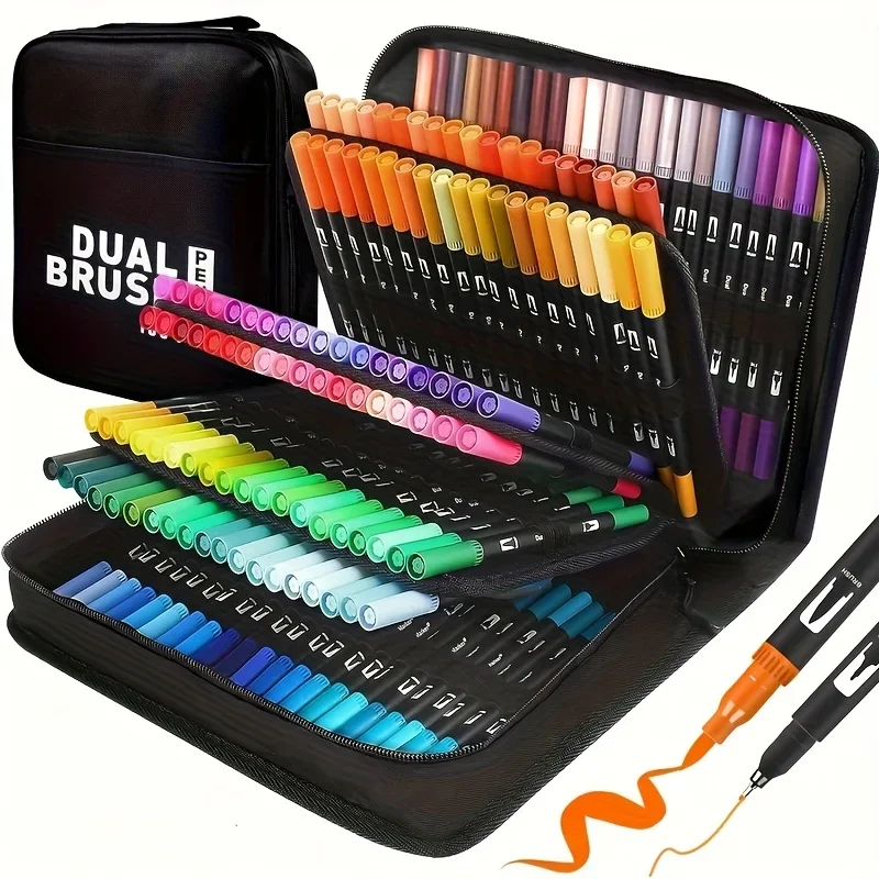 Rotuladores de doble punta tipo acuarela a 6,59 € (-55 %): pincel y punta fina para lettering y vuelta al cole