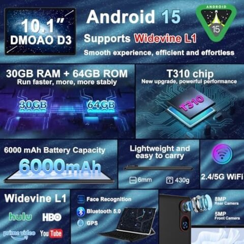 Tablet DMOAO 10" Android con teclado y funda a 99,99€ (-57%): pantalla grande y conexión 5G al mejor precio