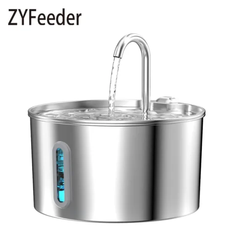 Fuente de agua ZYFeeder de acero inoxidable 2,2 L por 6,49 € (-50%): silenciosa y con sensor