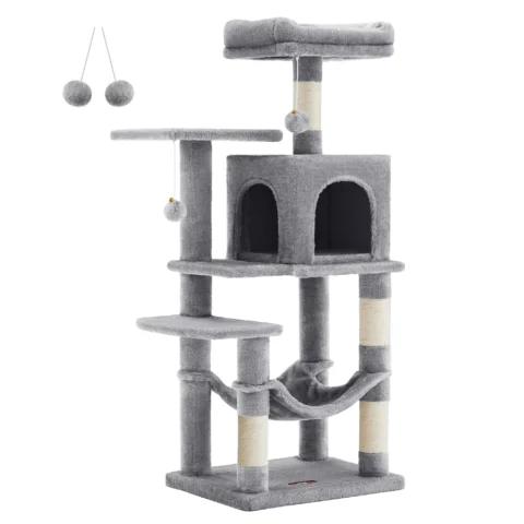 Árbol rascador Feandrea 112/143 cm al -31%: 4 postes de sisal, cueva y hamaca por 35,66 €