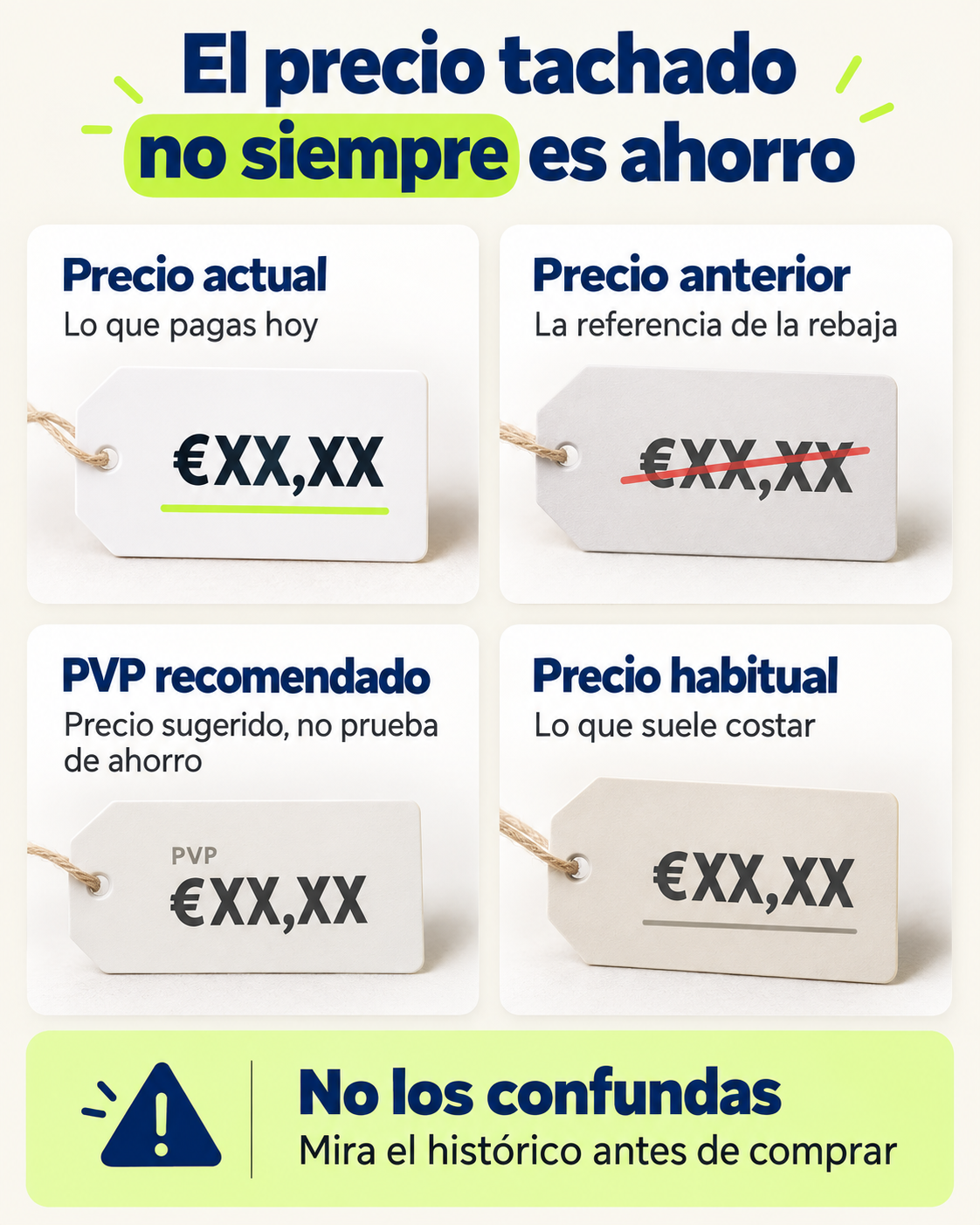 Cómo interpretar un precio tachado: referencia, precio habitual, histórico y coste final.