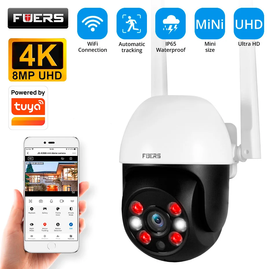 Cámara IP Fuers 8MP 4K exterior a 27,99 € (-53%): seguimiento IA y visión nocturna