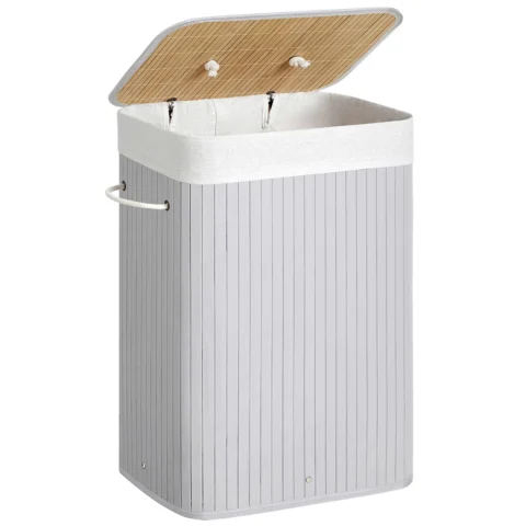 Cesto de ropa sucia SONGMICS de bambú 72 L con tapa y bolsa extraíble por 17,33 €