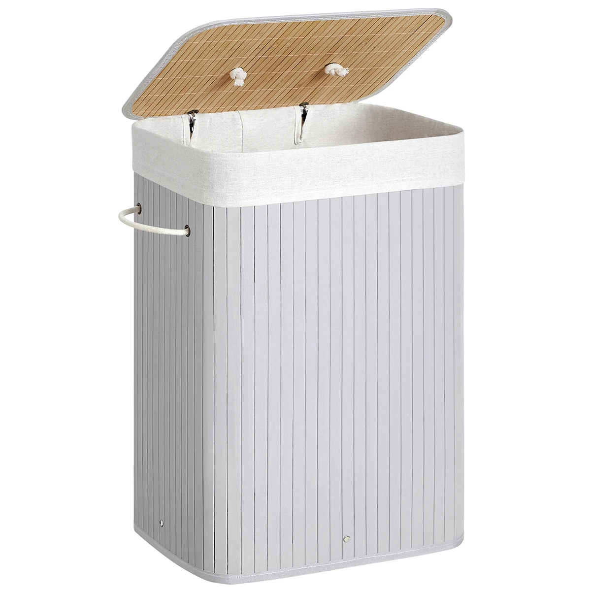 Cesto de ropa sucia SONGMICS de bambú 72 L con tapa y bolsa extraíble por 17,33 €