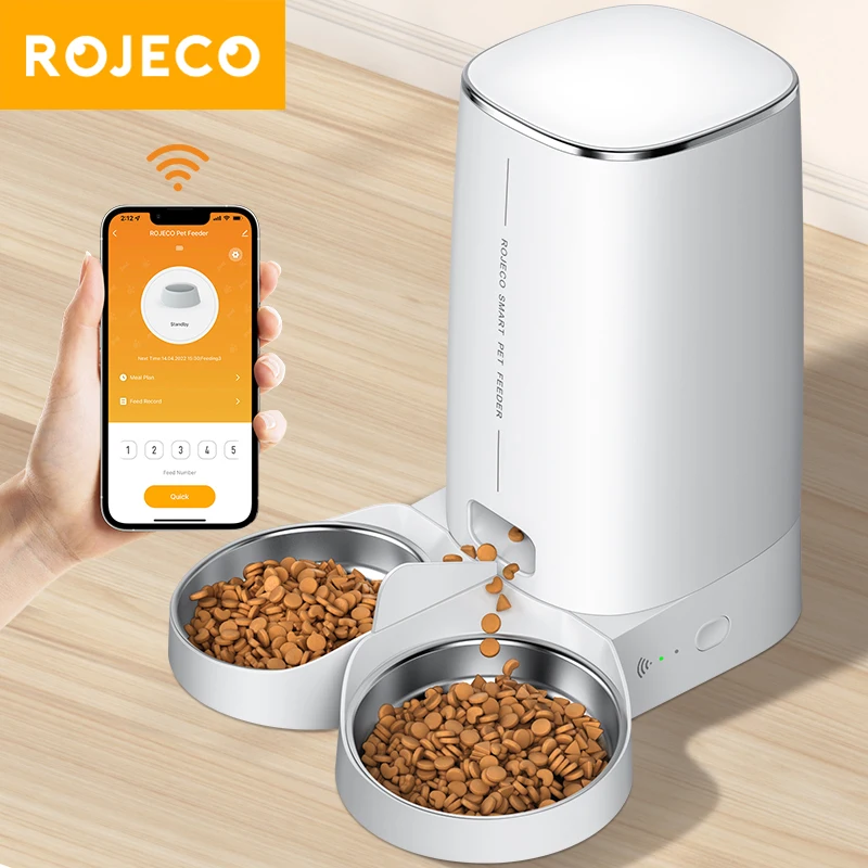 Comedero automático WiFi ROJECO de 4 litros a 46,79 € (-33 %): hasta diez raciones al día programadas desde el móvil