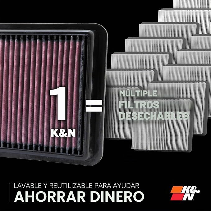 Filtro de Aire K&N Lavable para Coche a 60,73 € (-33%): ahorro real a largo plazo
