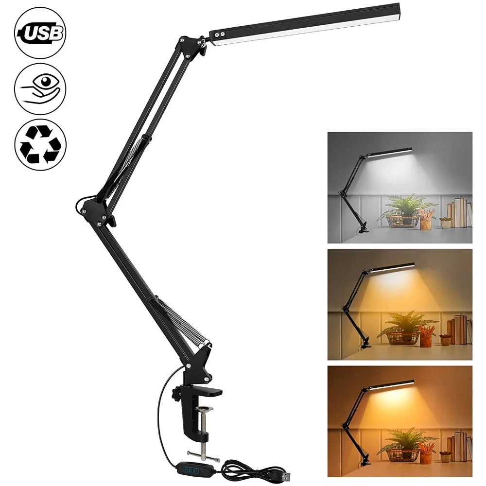 Lámpara de Escritorio LED 10W con Pinza a 19,19€ (-50%): brazo oscilante y 3 modos de color