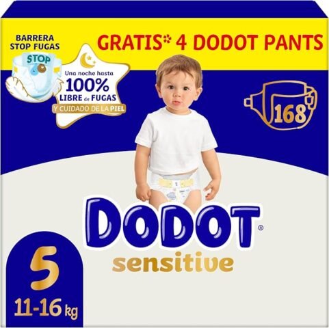 Pack mensual Dodot Sensitive Talla 5 con 32% de descuento: 168 pañales por menos de 63 euros