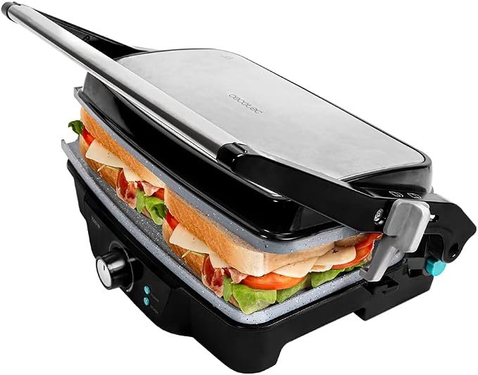 Parrilla eléctrica Cecotec Rock'nGrill 1500 Stone Ceramic al -32%: 1500 W y apertura 180º por 31,90 €