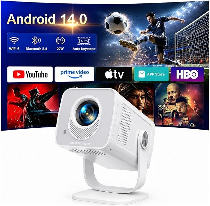 Proyector Portátil TOPTRO Android 4K a 77,16 € (-45%): cine en casa con WiFi 6