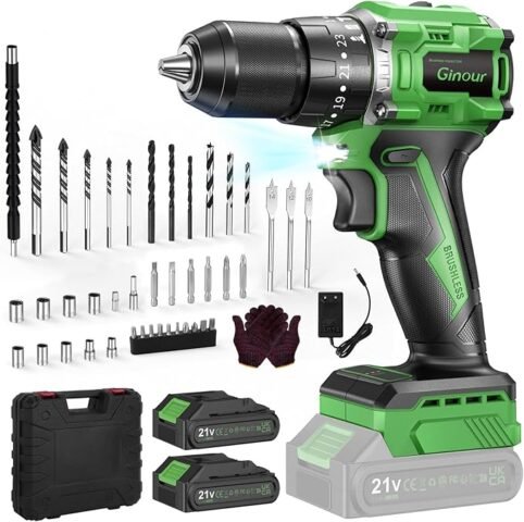 Taladro Percutor Ginour 21V a 61,99 € (-31%): potencia sin escobillas con dos baterías