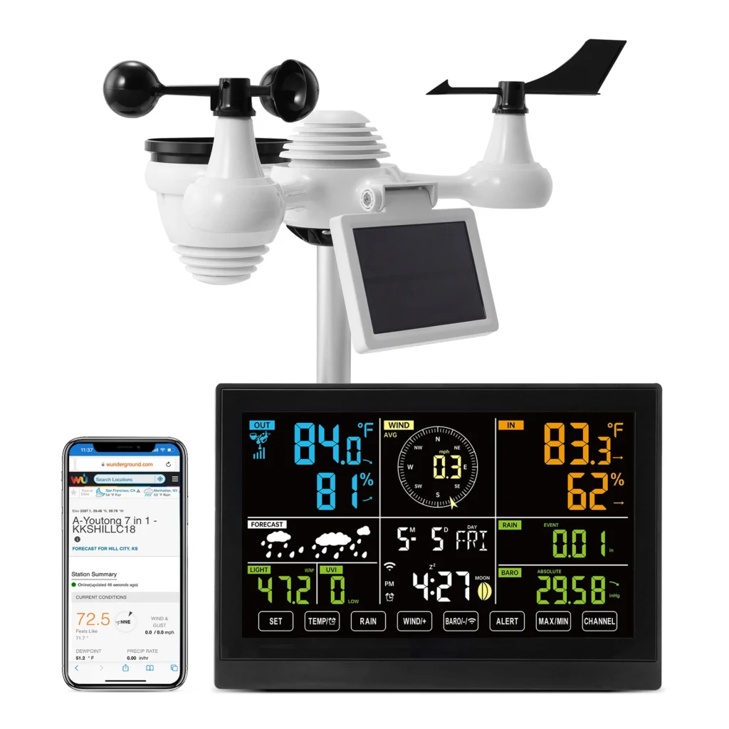 Estación Meteorológica WiFi SucceBuy 7 en 1 a 59,99 € (-31%): sensor solar exterior y pantalla de 7,5''