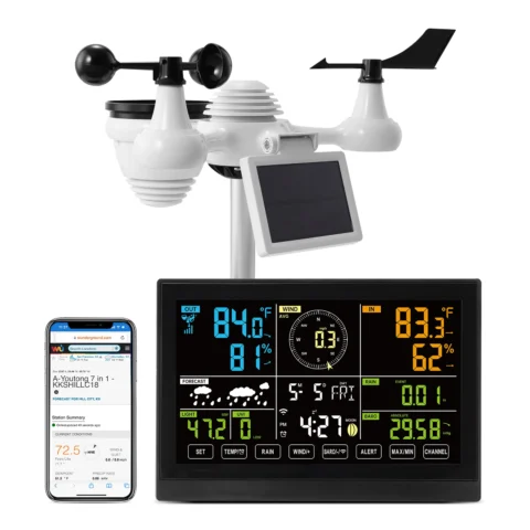 Estación Meteorológica WiFi SucceBuy 7 en 1 a 59,99 € (-31%): sensor solar exterior y pantalla de 7,5''