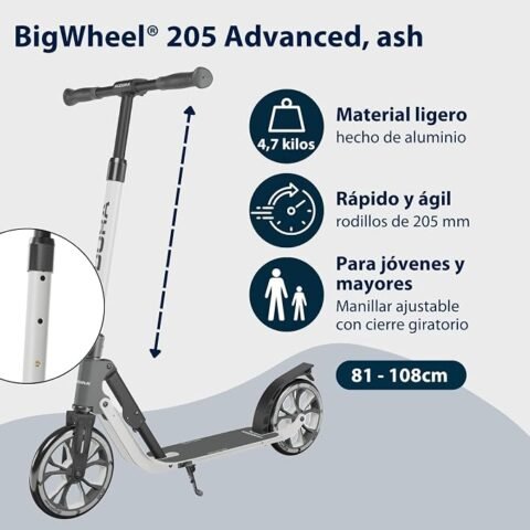 Patinete HUDORA BigWheel 205 Advanced por 83,27 €: aluminio, ruedas de 205 mm y 35 % de descuento